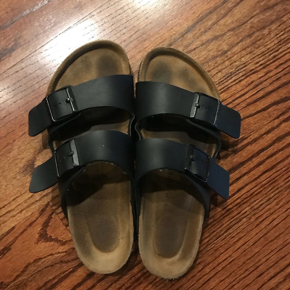 Black Arizona Birkenstocks with soft footbed